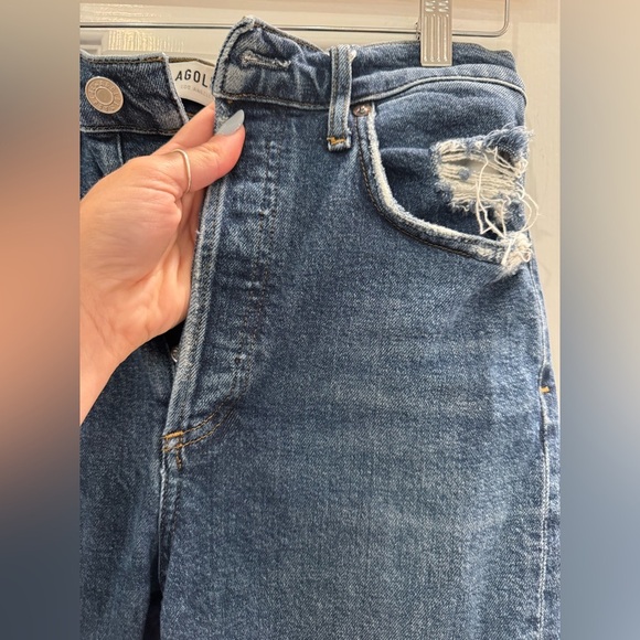 J4. AGOLDE Riley Button Fly Straight Cropped High Waist Jeans - Picture 5 of 10